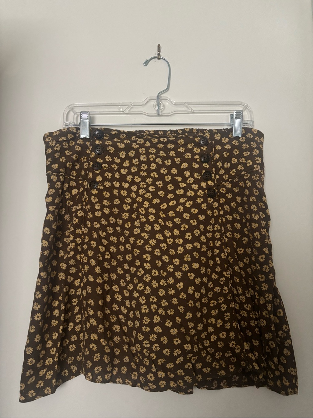 Madewell Brown Mini Skirt with Yellow Floral Print